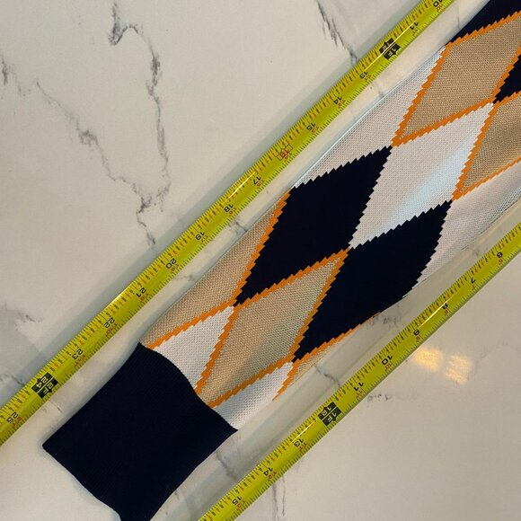 No tags - Zara, diamond pattern, blue , gold sweater, Size M - Picture 5 of 6